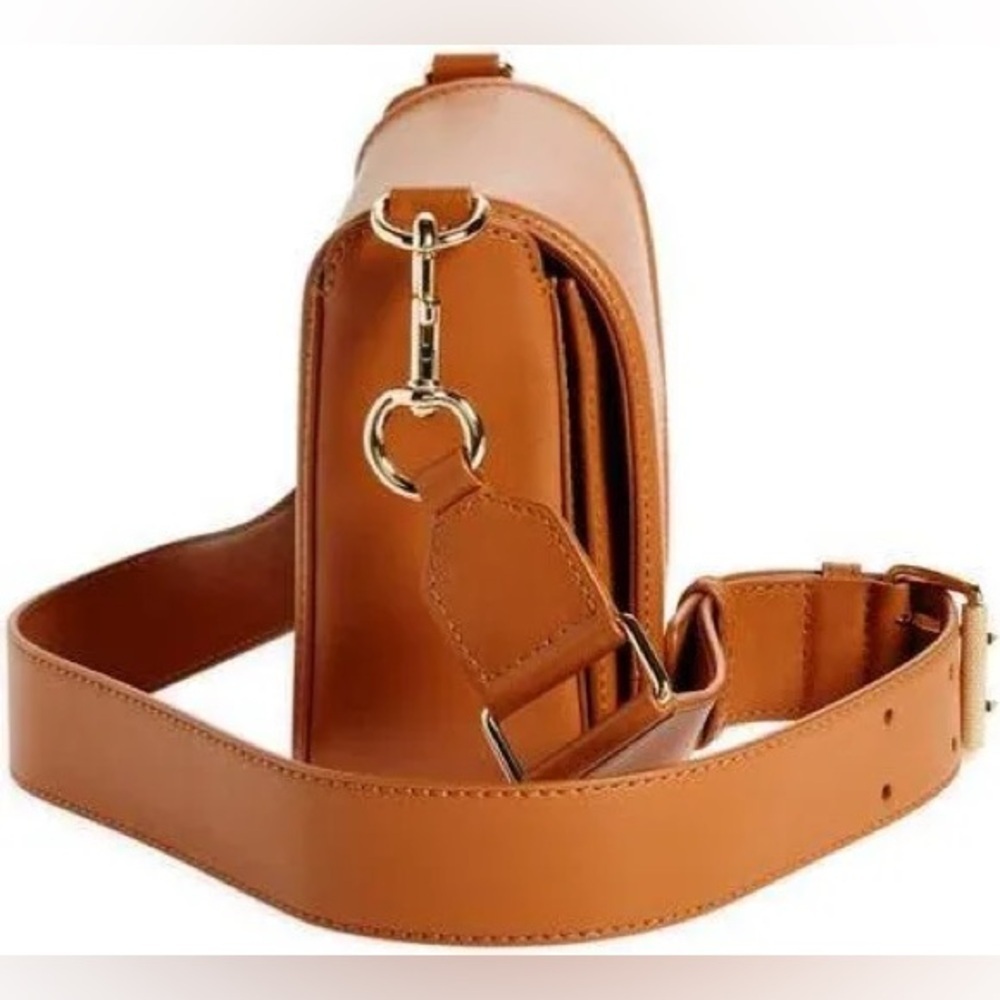 !SOLD! Marc Jacobs Cognac Leather Messenger Shoulder/Crossbody Bag wAdjust Strap - Picture 3 of 10
